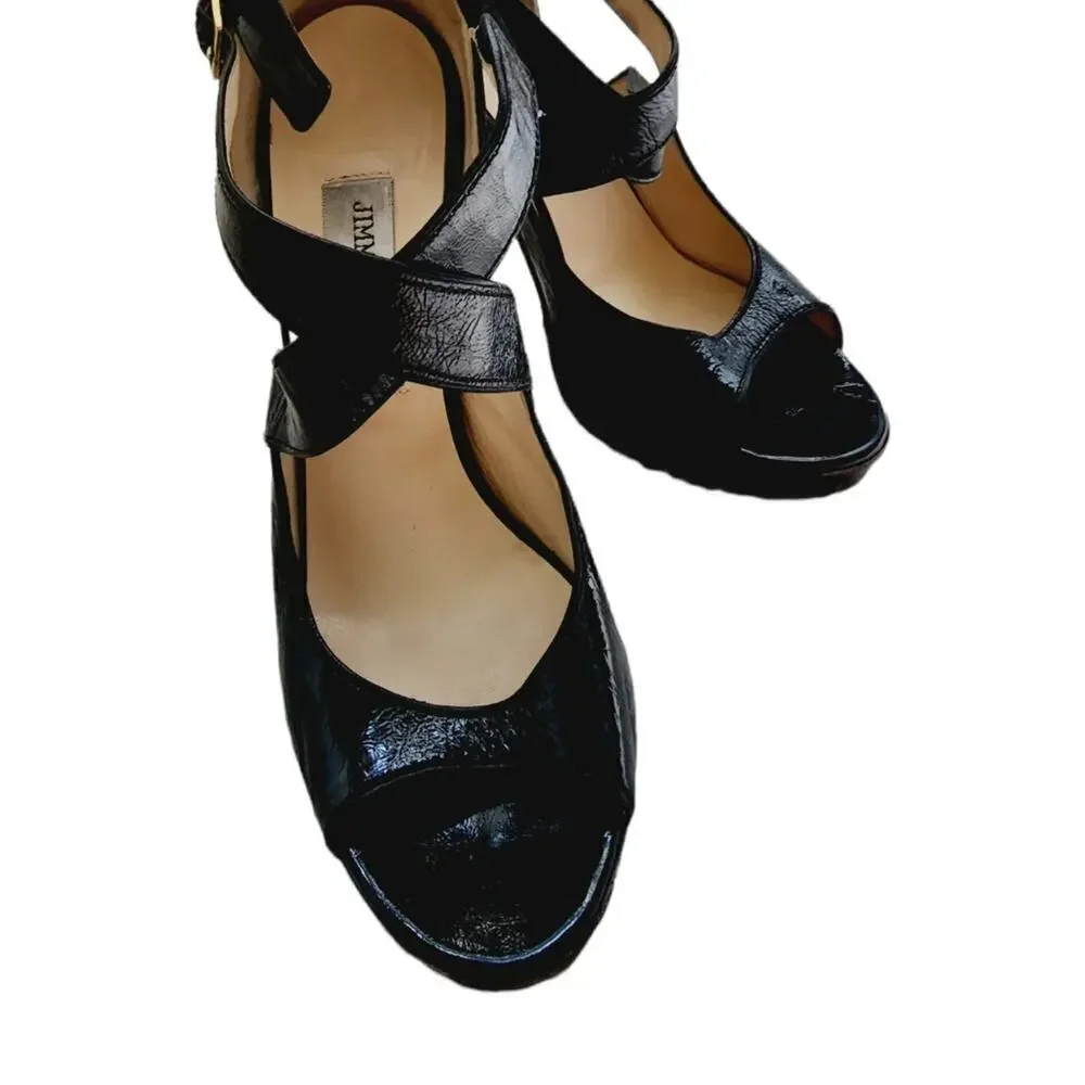 JIMMY CHOO LONDON BLACK OPEN TOE SANDALS SIZE 40(9)